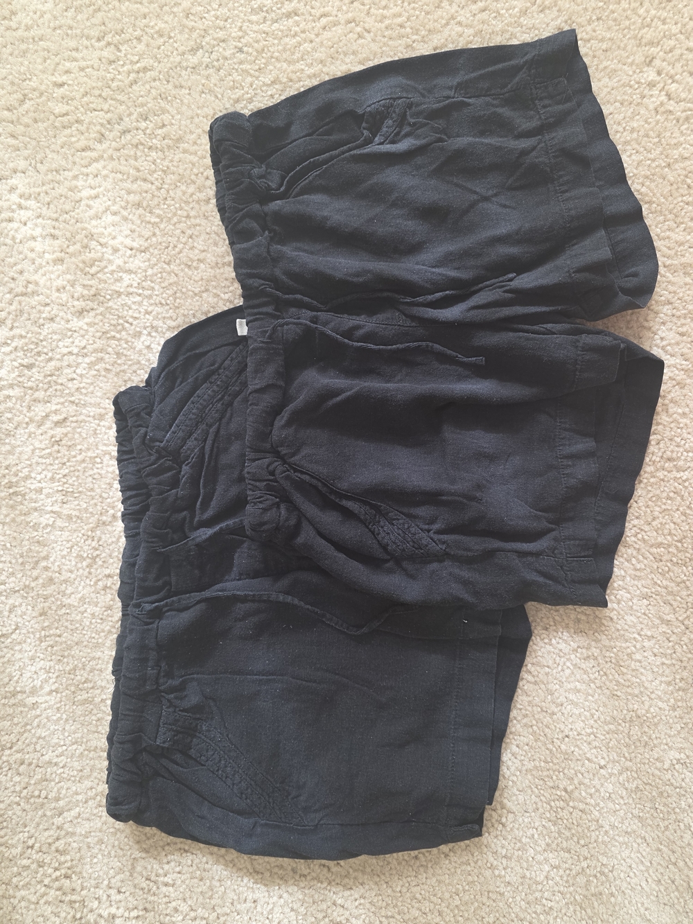 Two black Elastic Waist Casual Shorts